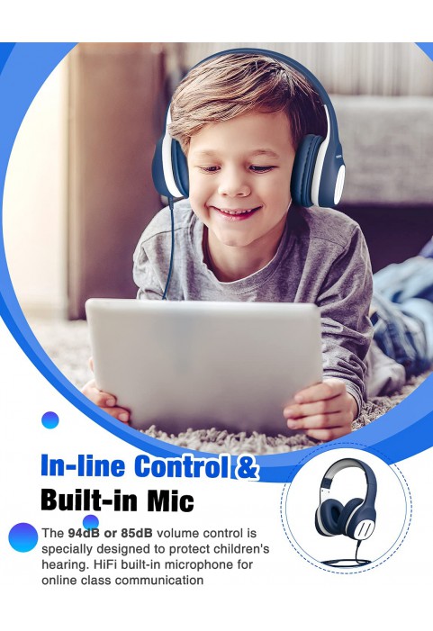 KVIDIO Kids Headphones with Mic, Foldable Wired Child Headphones with Safe Volume Limited 85dB/94dB and HD Sound Sharing Fundtion, Durable Pink Headsets for Girls,iPad,PC,Cellphone,Online Class